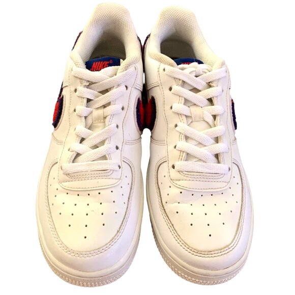 Nike Air Force 1 3D Chenille Swoosh Low Top Sneakers White Red 5.5Y Y2K Classic - Picture 2 of 12